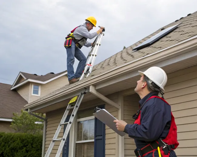 Window technician installing a window